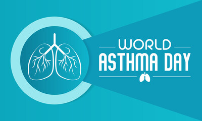 World Asthma day is observed each year in May. it is a disease that affects the lungs. It is one of the most common long-term diseases of children, but adults can have asthma too. Vector illustration