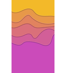 Background in paper cut style. Vertical orientation of the sheet. Pink and orange colors. Simple composition. Place for text.