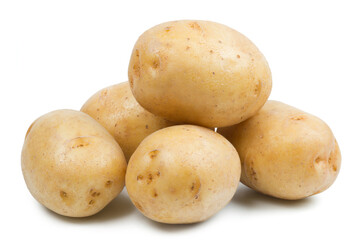 Ripe potatoes isolated on white background