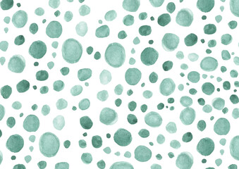 Naklejka na ściany i meble Seamless pattern of green watercolor drops on a white background