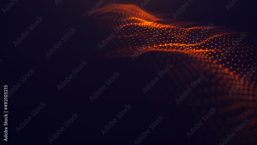 Poster futuristic wave. the concept of big data. network connection. cybernetics. abstract dark background 