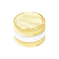 Hand-drawn macaron, cream, and white chalk on the white background.