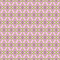 green flower ikat seamless fabric pattern background, ethnic art design illustration decoration.