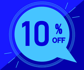 Special offer with 10% off sales. Advertisement in blue