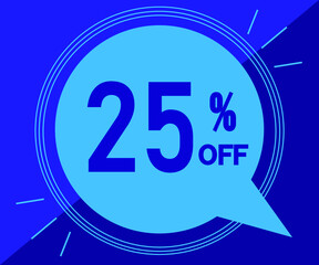 Special offer with 25% off sales. Advertisement in blue