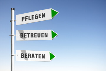 Fototapeta premium Wegweiser, Pflege