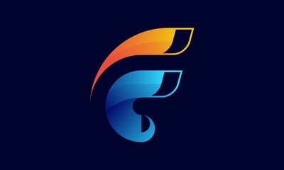 f colorful logo with gradient color