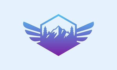 fly mountain logo with gradient color