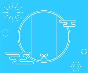 夏のお中元、和風でシンプルな線画（文字なし）、336x280