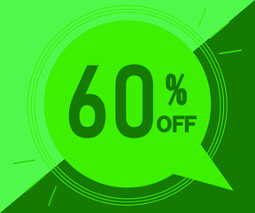 Special offer with 60% off sales. Advertisement in green