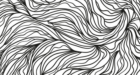 Wavy background. Hand drawn waves. Stripe texture with many lines. Waved pattern. Black and white illustration for banners, flyers or posters