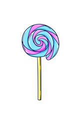 90s style lolly pop illustration. Retro candy pop art. 90s style vector. 1990s trendy illustration. Nostalgia for the 90s.