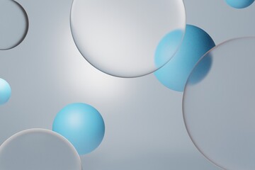 3d rendering illustration of background abstract glass bubble ball, art display wallpaper
