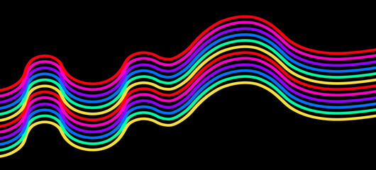 abstract colorful waves on a black background as background