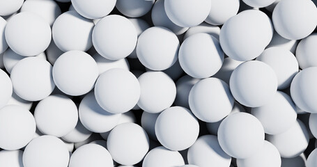 A white pile of balls pattern background. 3d rendering.