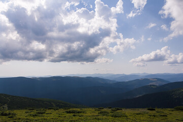 beautiful carpathian mountains, road, hills, forest, ukrainene