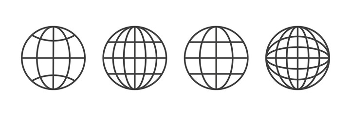 Globe line icons set. World wide web linear symbols collection. Vector illustration isolated on white.