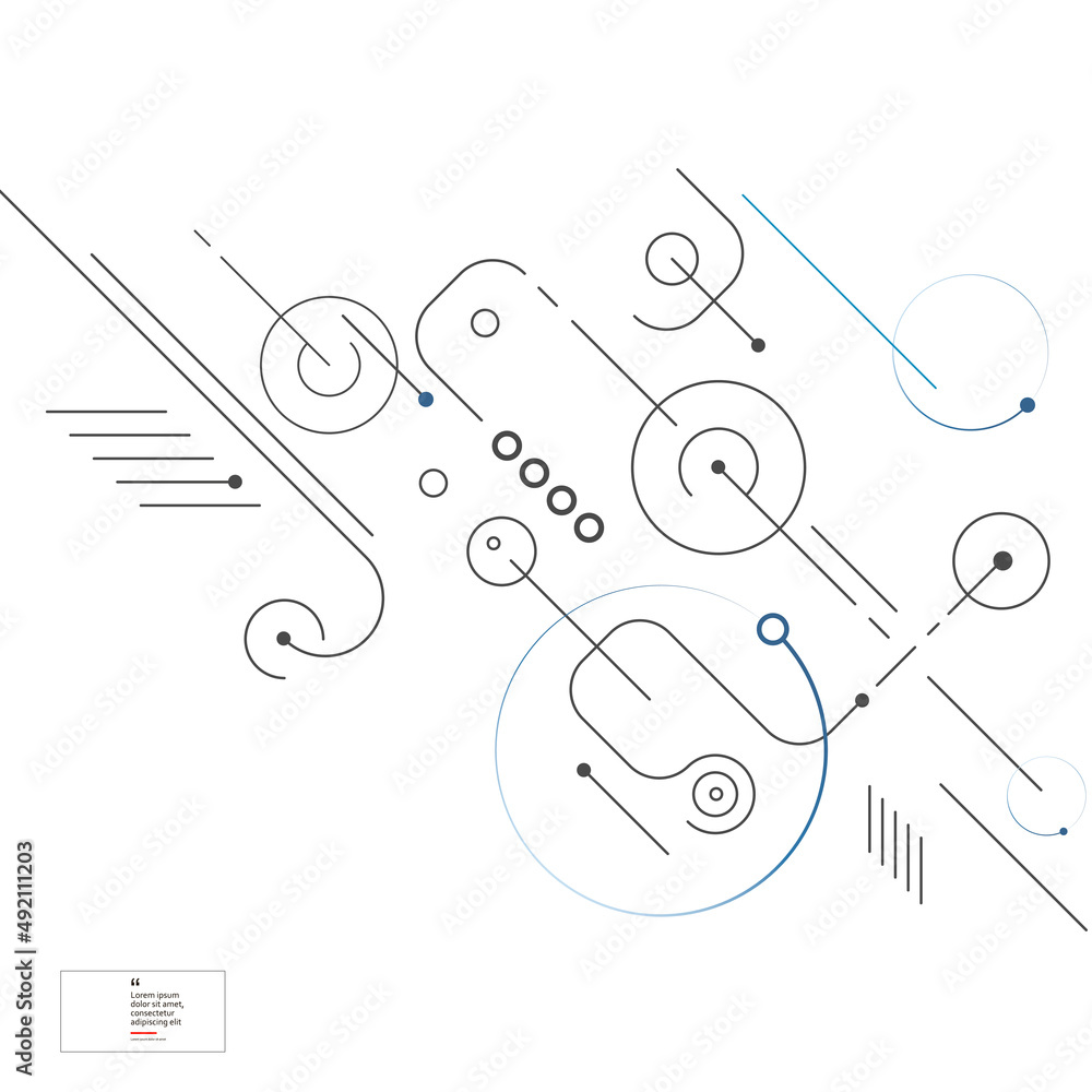 Poster Abstract background with curved lines. Lines modern style with dots and circles. Vector design concept