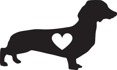 Dog Silhouette with Heart