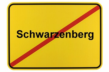 Illustration eines Ortsschildes der Stadt Schwarzenberg