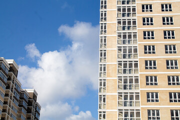 Facades of modern city houses in a metropolis