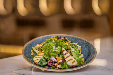 Fresh green mixed salad with cheese 