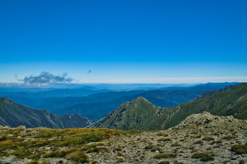 Panoramic view over the mountains of Kosciuszco National Park from a high point on the Main Range...