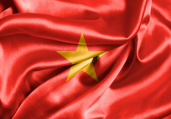 Vietnam national flag, silk background