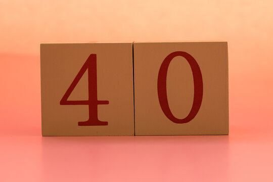 Numbers or dates on wooden cubes, forty