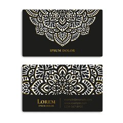 Black, white and gold business cards. Vector ornament template. Great for invitation, flyer, menu, background, wallpaper, decoration, packaging or any desired idea.