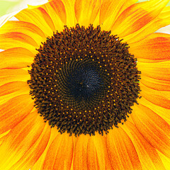 Close up of a sunflower with backlit petals