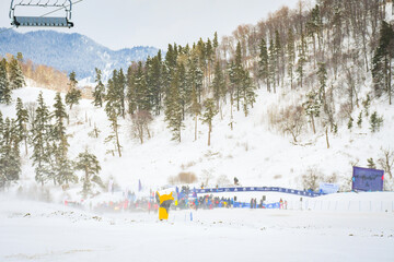 Bakuriani, Georgia - 5th March: spectators in "Fis Freestyle skiing world competition "