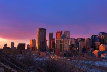 Calgary City Skyline At Sunrise