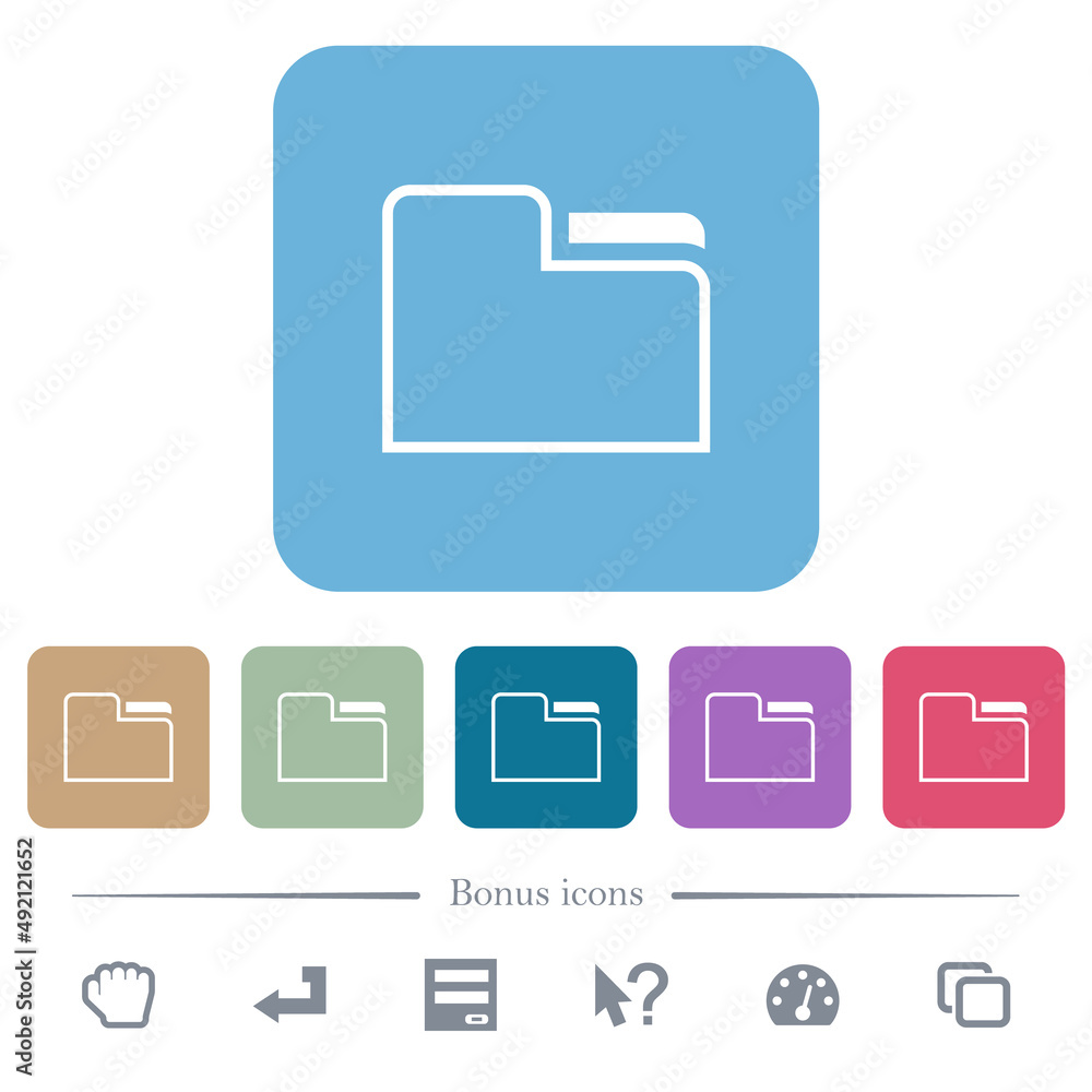 Aufkleber tab folder outline flat icons on color rounded square backgrounds