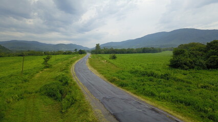 beautiful mountain road in green landscape in northwest Argentin
