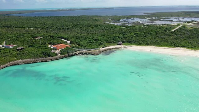 Cuba Cayo Santa Maria beach drone aerial 4K white sand  shot cayo coco varadero caribbean sea waves atlantic ocean tropical turquoise  paradise view Antilles landscape destination cuban coast coastlin