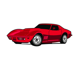 isolated american muscle car illustration vector	
