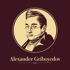 Vector portrait of a Russian writer. Alexander Griboyedov was a Russian diplomat, playwright, poet, and composer. Griboyedov is best known for his play in verse 