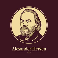 Vector portrait of a Russian writer. Alexander Herzen was a Russian writer and thinker known as the "father of Russian socialism" and one of the main fathers of agrarian populism.