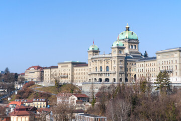 Federal palace of Switzerland, swiss parliament building in Bern. - obrazy, fototapety, plakaty