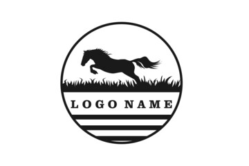 Vector horse silhouette view side for retro logos, emblems, badges, labels template vintage design element. Isolated on white background