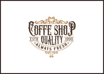 Obraz premium Coffee logo grinde retro vintage vector illustration on white background.