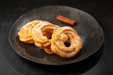 Sugared donuts on the table. Brazilian donuts.