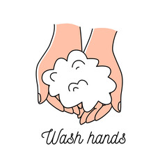 Wash hands icon. Washing hands with soap to prevent virus vector illustration