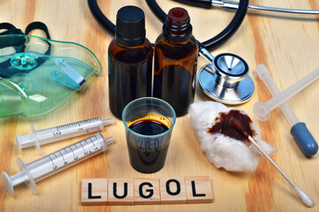 Liquid fluid lugola wanted in pharmacies during the risk of radioactive radiation, explosion atomic bomb or  nuclear power plant accident