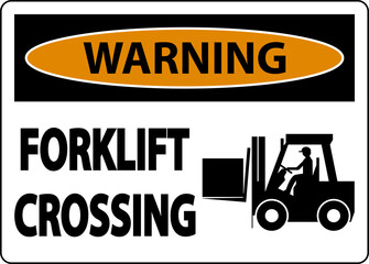 Warning Forklift Crossing Sign On White Background