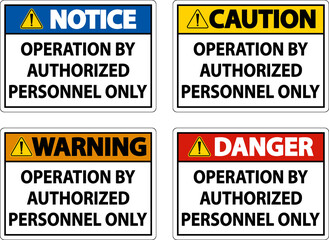 Operation By Authorized Only Sign On White Background