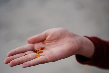 amber in hand