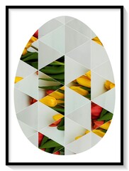 Grafika Jajko Wielkanocne Pisanka Kalejdoskop z kwiatami - obrazy, fototapety, plakaty