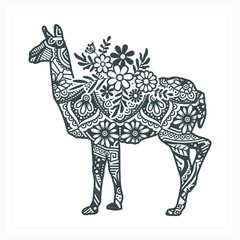 Animal Mandala with Flower. Vintage decorative elements. Oriental pattern, vector illustration.